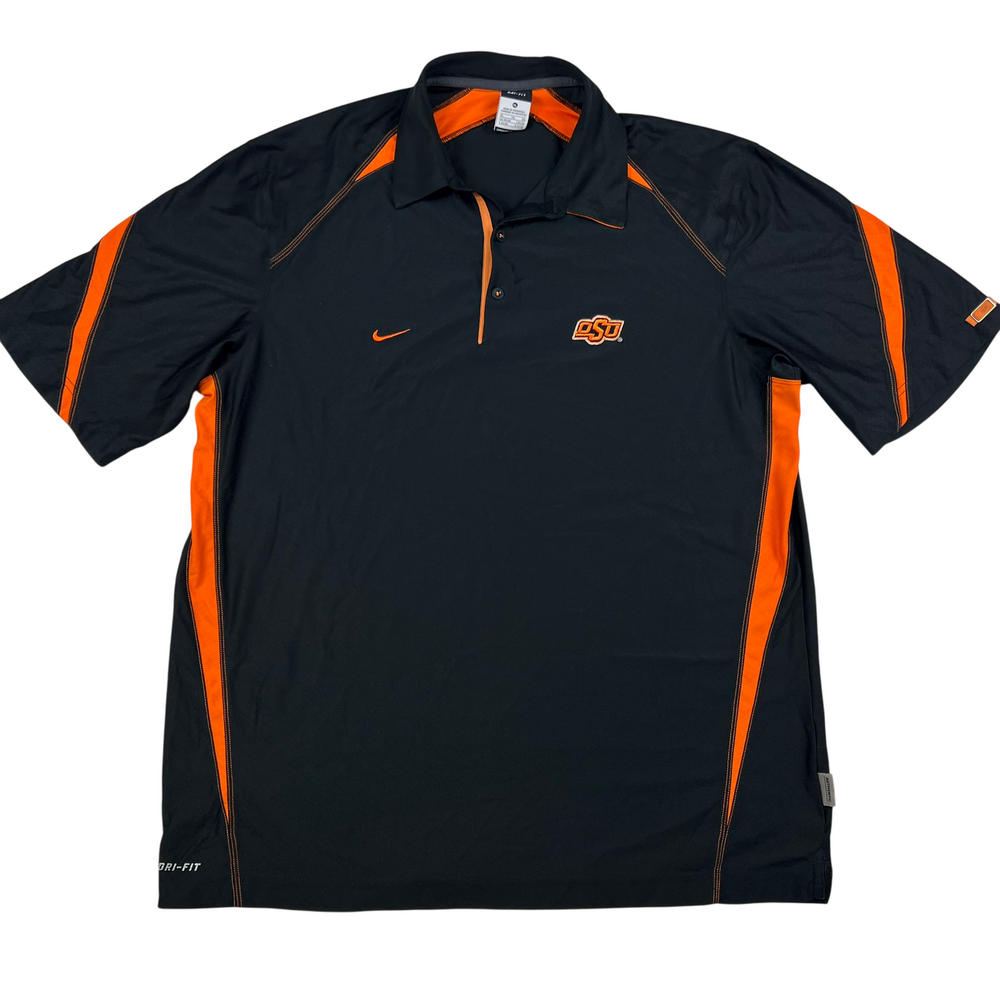 Nike Dri-Fit Polo Shirt Mens XL Oklahoma State Cowboys OSU Black Orange